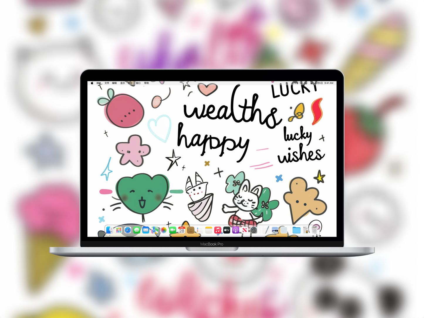 Sarasvati Energy Wallpaper "Wonderful Good Luck Stickers 01" Série Wealth&amp;Lucky HD Édition limitée 